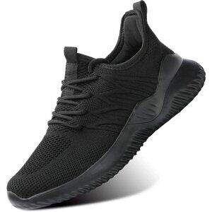 Women's Ladies Walking Running Shoes Slip On Lightweight Tennis Sneakers Black M